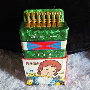 Kids Green Marbled Accordion Musical Instrument NEW